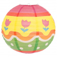 Luminária oriental papel 40 cm poá com flores