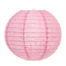 Luminária oriental papel 25 cm rosa