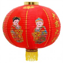 Luminária oriental tecido 45 cm 