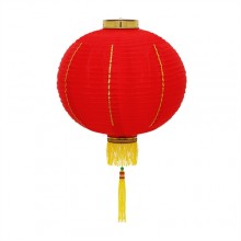 Luminária oriental tecido 20 cm vermelho