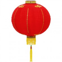 Luminária oriental tecido 40 cm vermelho