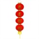 Luminária oriental tecido com 4 peças vermelho