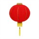 Luminária oriental tecido 25 cm vermelho