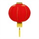 Luminária oriental tecido 30 cm vermelho 